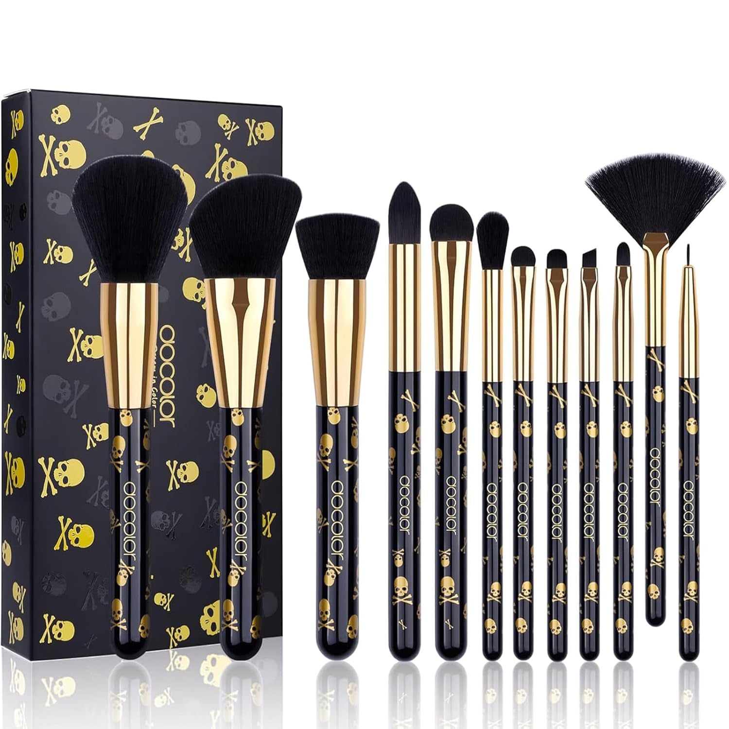 Makeup Brush Set Professional 12Pcs Goth Makeup Brushes Premium Synthetic Powder Foundation Contour Blush Concealer Eye Shadow Blending Liner Make up Brush Kit