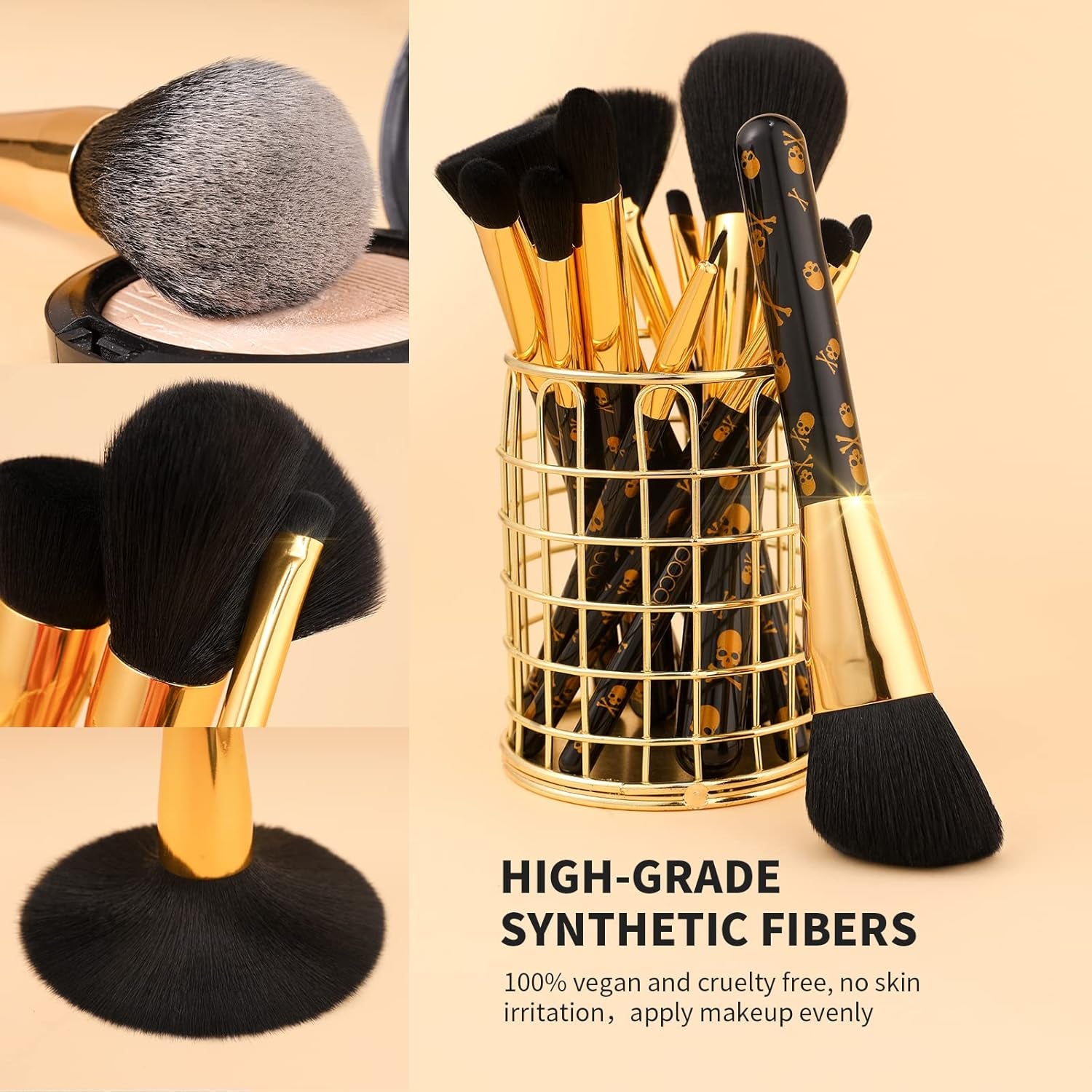 Makeup Brush Set Professional 12Pcs Goth Makeup Brushes Premium Synthetic Powder Foundation Contour Blush Concealer Eye Shadow Blending Liner Make up Brush Kit